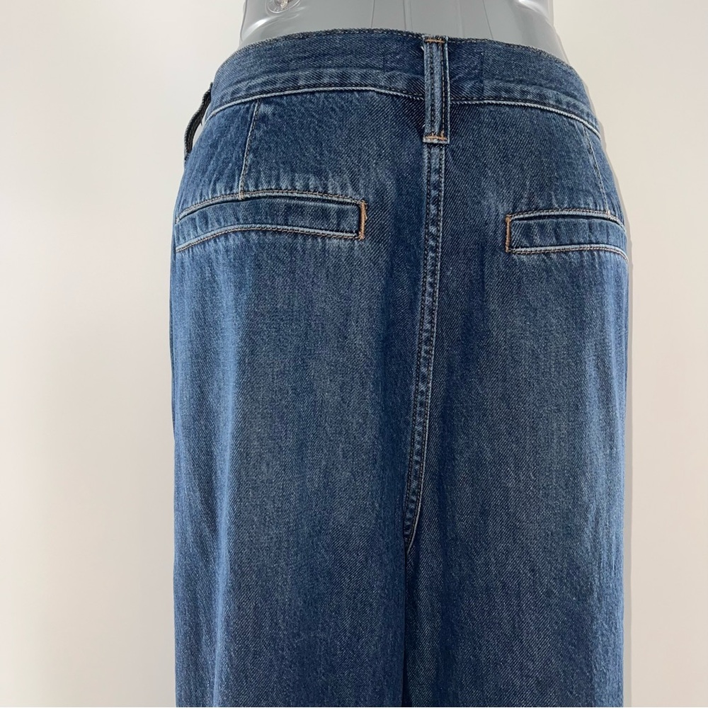 Madewell The Hallow Wide-Leg High Rise Pleat Front Dark Wash Blue Jeans-Size 31 - Picture 5 of 10